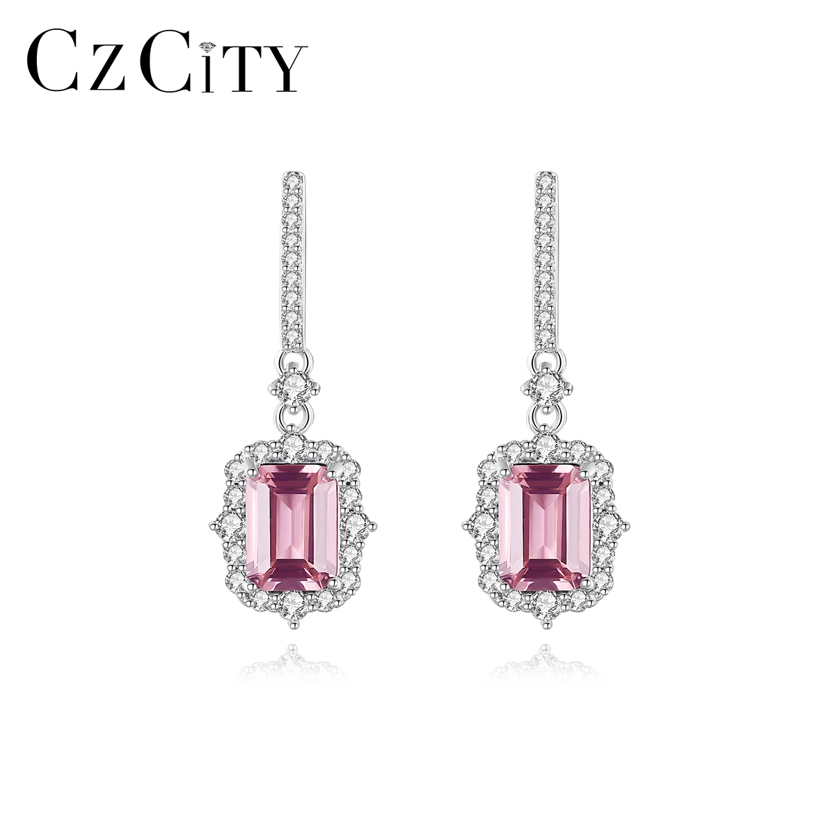 

CZCIT Charm Pendant Hanging Woman Earing Jewelry Bling 2021 Elegant Metal Gemstone Long Straight Luxury Earring