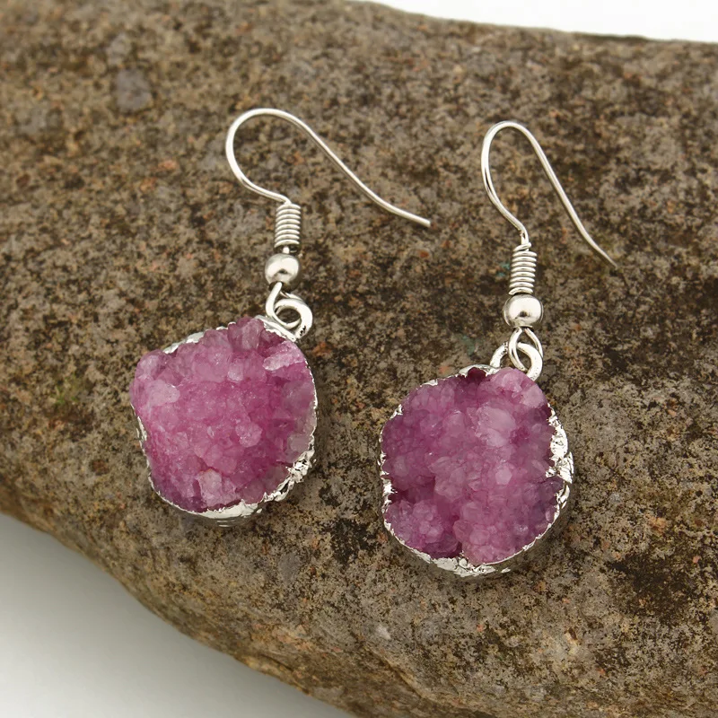 

2021 Sailing Jewelry Exquisite Natural Stone Round Hook Earring Retro Resin Drop Earring