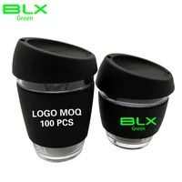 

BLX 350ml 12oz or 8oz 227ml Silicone Take Away Glass Coffee Keep Me Cup ECO