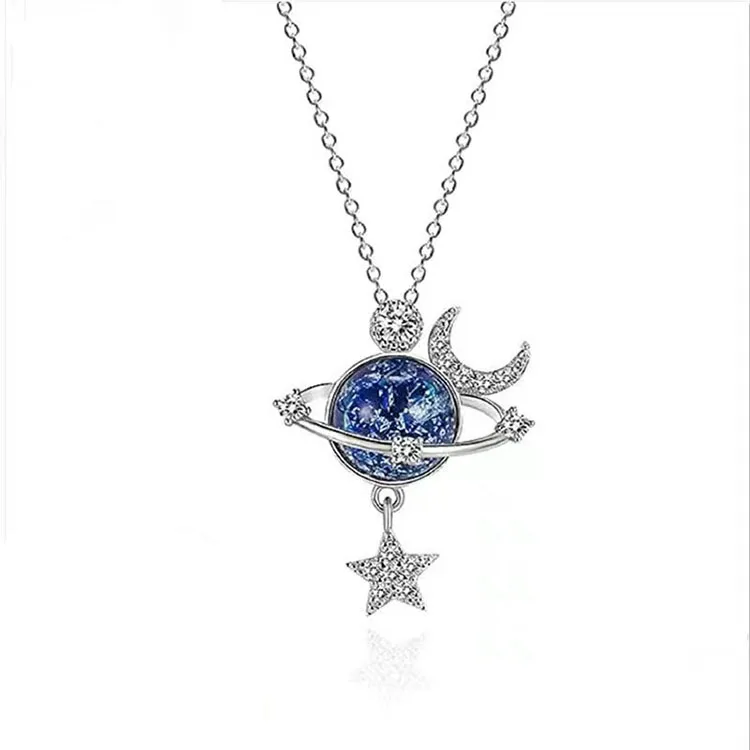 

G2204 Wholesale Collar Planeta Star Moon Space Universe Planet Pendant Fashion Jewelry Necklaces