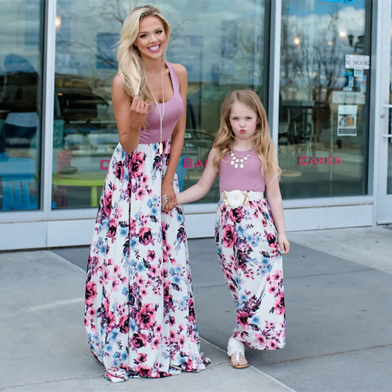 

Mother Daughter Clothing Kids Parent Child Mom Daughter Matching Casual Dresses