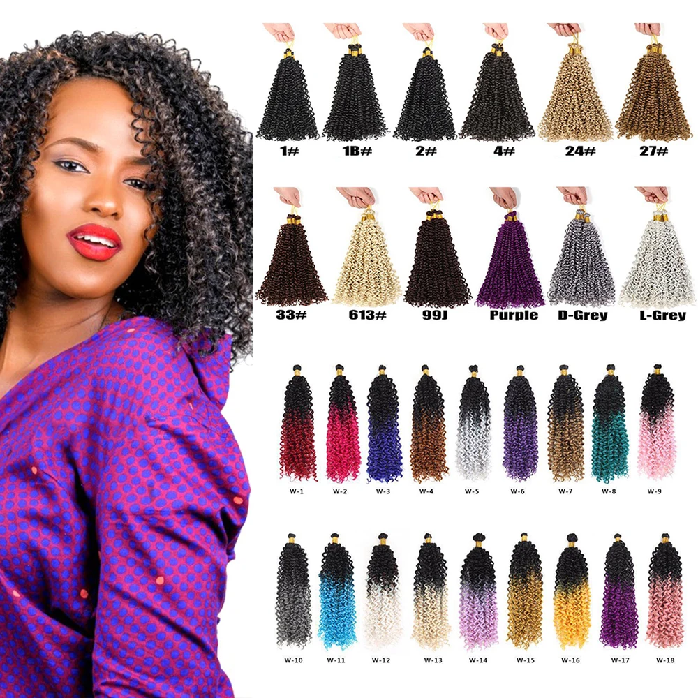 

Hot Sale Synthetique 22inch Perruque Braiding 1B Extensions Wavy 613 Wholesale 99j Twist Curly Braids Water Wave Crochet Hair