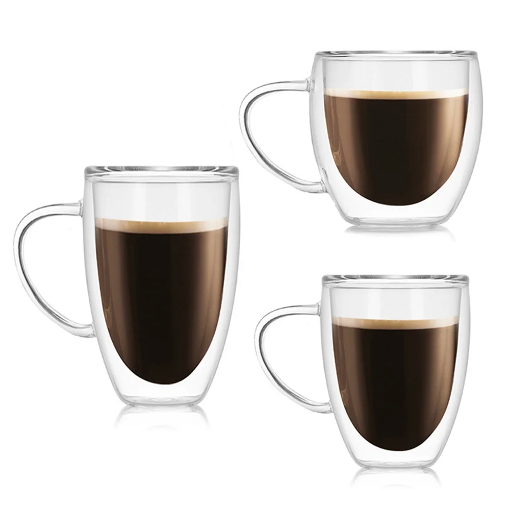 

Three Sizes Double Wall Insulated Glasses Coffee Juice Glass Cup