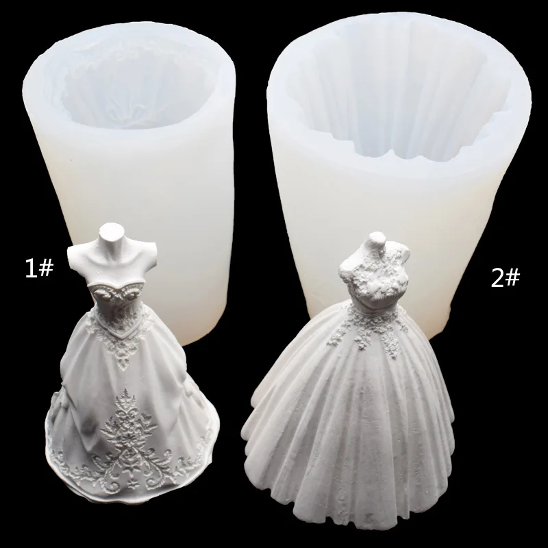 

Factory 2nd generation 3D wedding dress handmade soap silicone mold diy candle car aromatherapy mold cake decorating tool, As picture