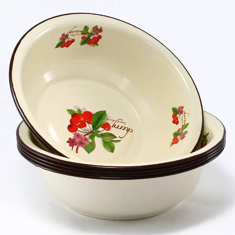 

Wholesale Enamel Coating basin with flower for kitchenware, White/black/red/pink/blue....