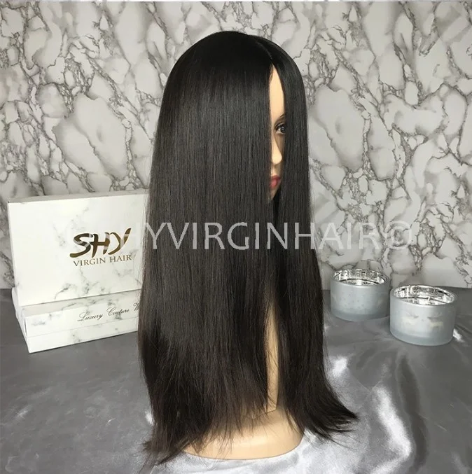 

SHY Raw Hair Natural Black 180% Density Silky Straight Kosher Jewish Wig