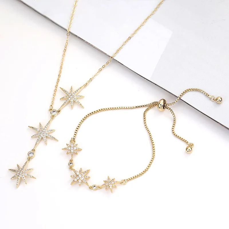 

TikTok Necklace six star chain collarbone women fashion jewelry star necklace jewelry wholesale