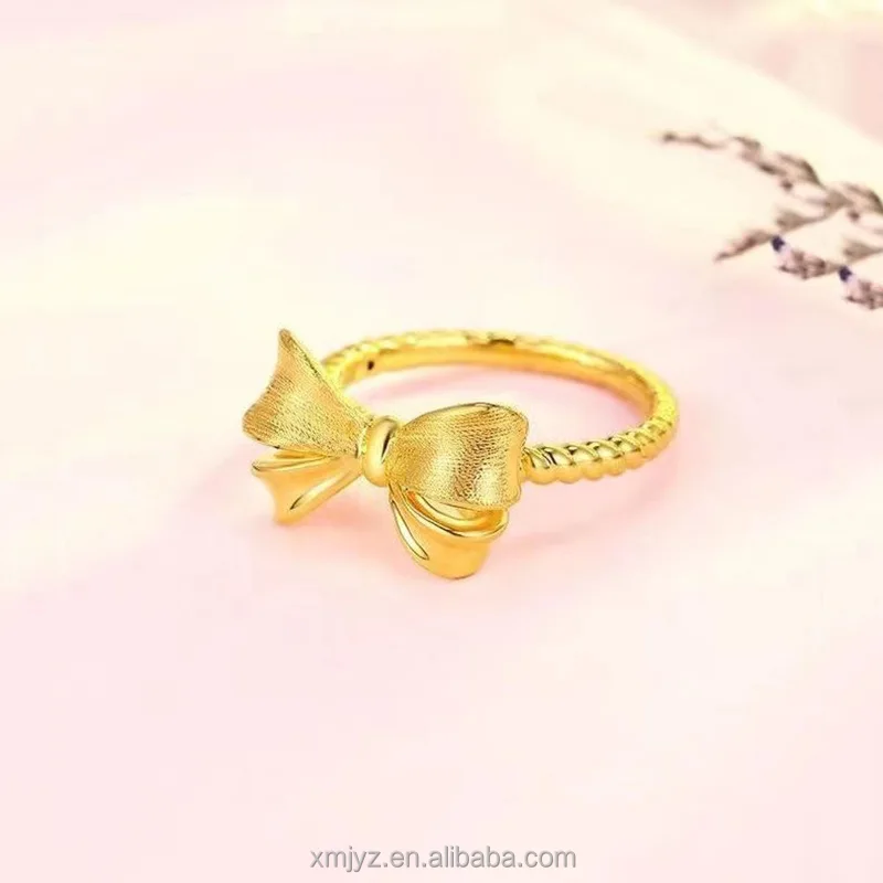 

Vietnam Placer Gold Bow Ring Brass Gold-Plated Open Adjustable Women's Ring Live Broadcast Supply Wholesale