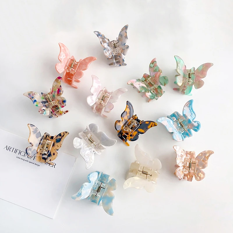 

wholesale Korea ins cute bow hair claws butterfly garra de pelo girl princess acetate head Leopard butterfly hair clip