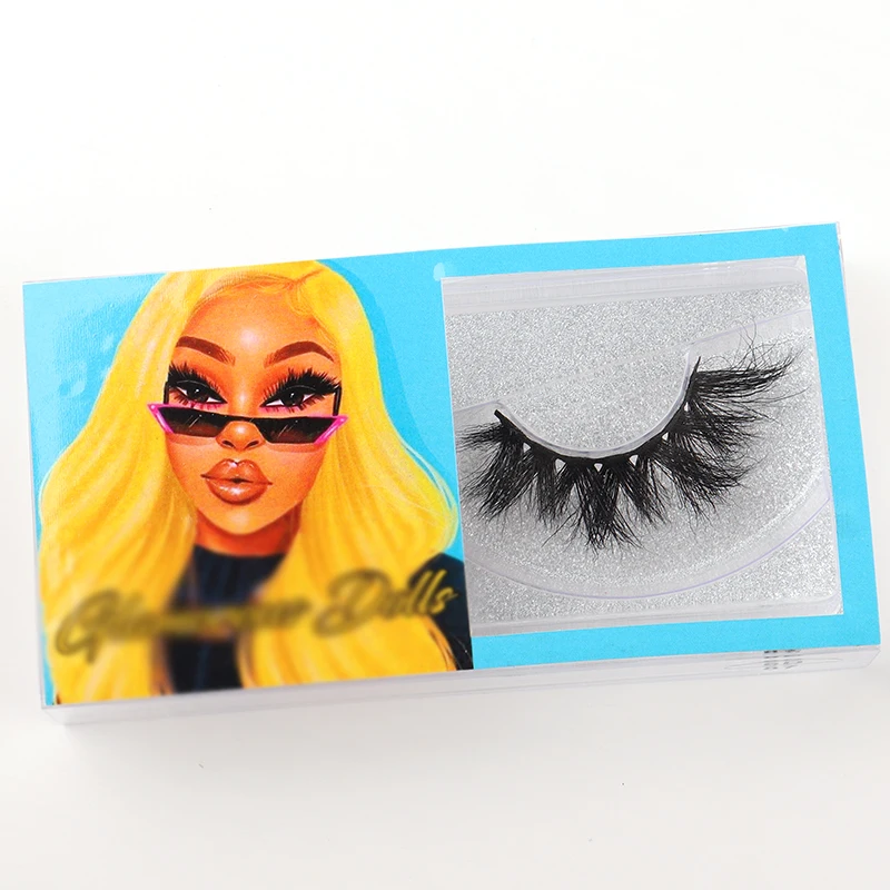

Free Sample Mink 3D Eyelash Custom Eyelash Box Private Label 25mm real colorful Mink Lashes wholesaler, Natural black