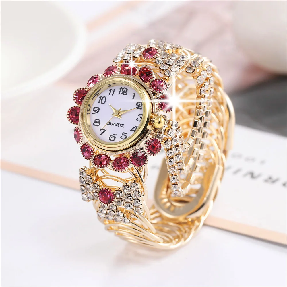 

wholesale ladies diamond claw chain quartz watch fashion alloy opening bangle bracelet watch, Solid