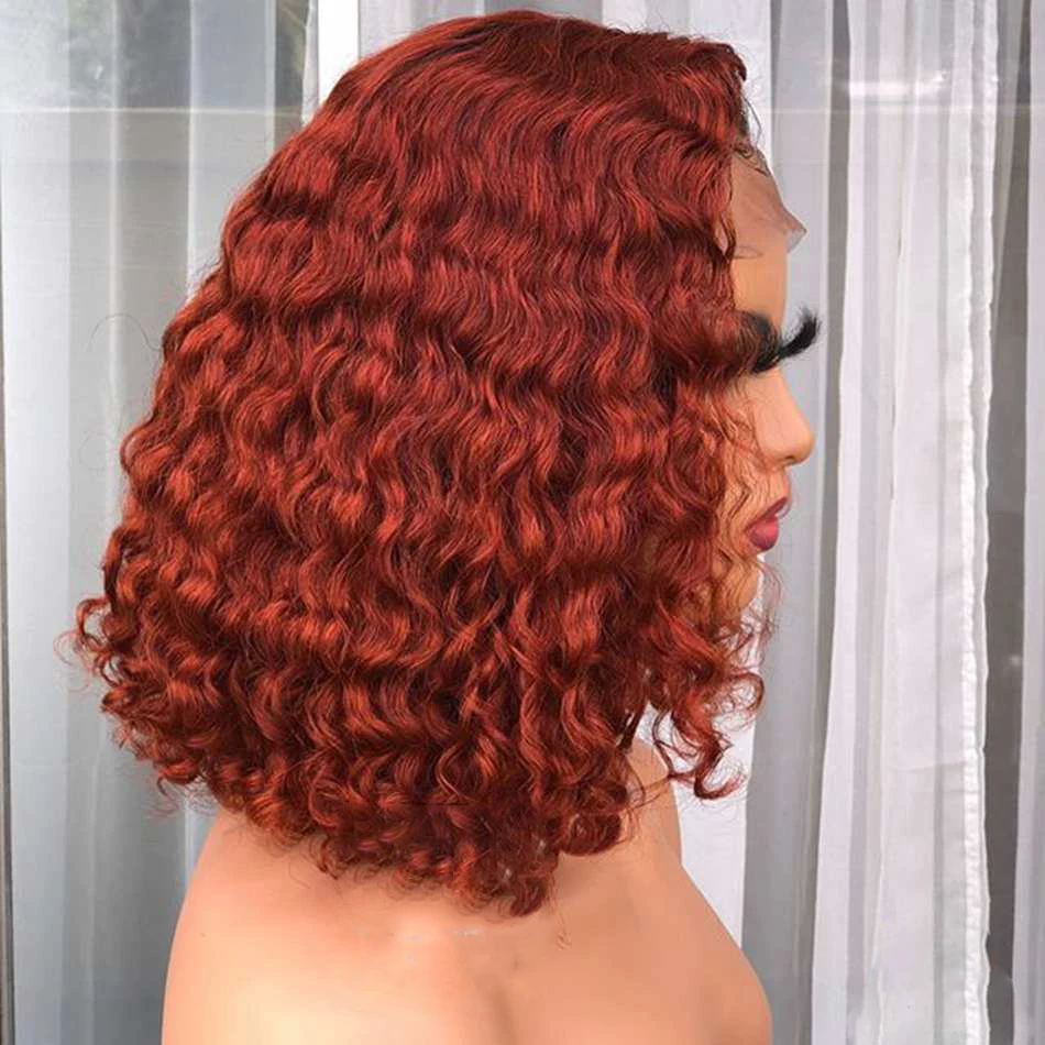 Ombre Ginger Cooper Curly Human Hair Bob Hair Lace Front Wigs Soft And Full  Jerry Curly Lace Frontal Wigs - Buy Two Tone Virgin Lace Front Wigs Human  Hair Lace Front,Lace Front
