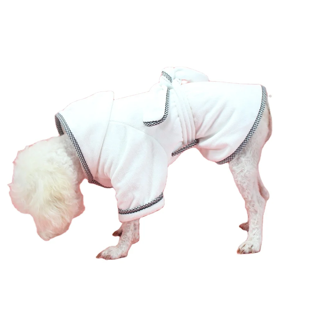 

luxury dog clothes apparel Pet hotel SPA leisure dog bathrobe polyester fiber soft pet dog pajamas with belt