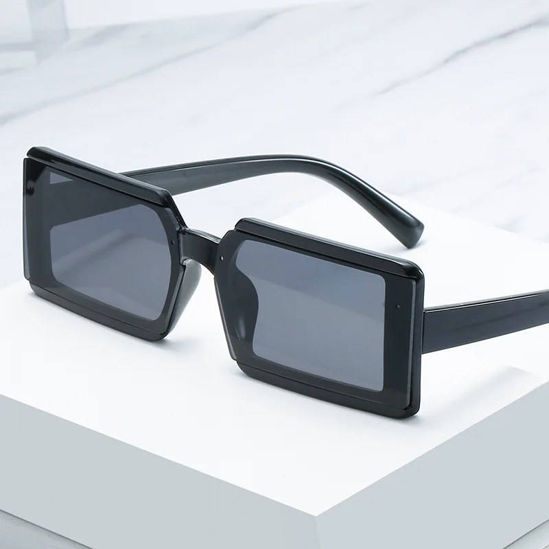 

2021 newest plastic rectangle unisex sun glasses shades womens vintage Ins men fashionable bluesunglasses uv400 custom logo