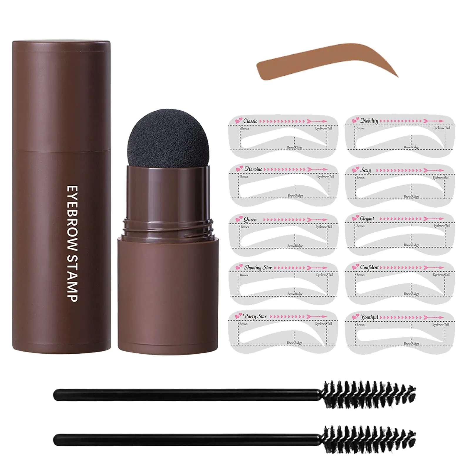 

Waterproof Wholesale One Step Eyebrow Powder Makeup Long Lasting Eyebrow Stamp Shaping Kit With 10 Reusable Eye Brow Stencils, 3 colors