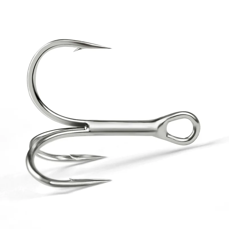 

WEIHE  1/0#-4/0# High Carbon Steel Treble Barbed Hook For Freshwater And Saltwater, Bright tin