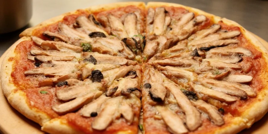 Delicious pizza with shiitake mushrooms topping