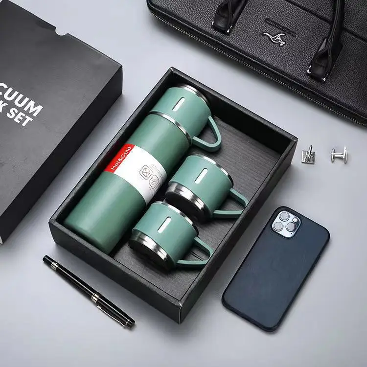 

Gift box set 304 stainless steel vacuum flask female hand-carrying with big belly insulated business gift cup water bottle, Customized color