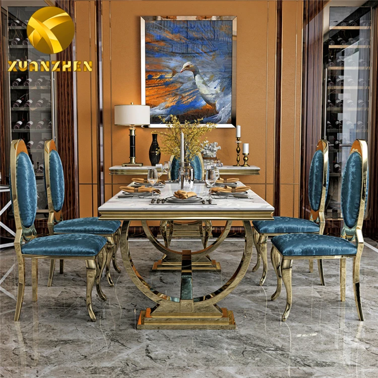 Foshan Furniture Marble Dining Table Set Restaurant Gold Metal Luxury Dining Table With 6 Chairs For Sale Dt004 Buy Dining Room Sets For Sale Dining Table Dinning Table Set Product On Alibaba Com