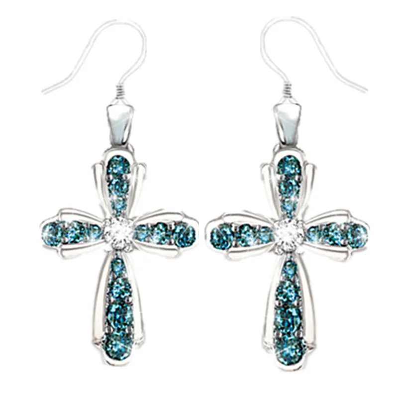 

New European and American ladies four-leaf clover leaf cross drop earrings