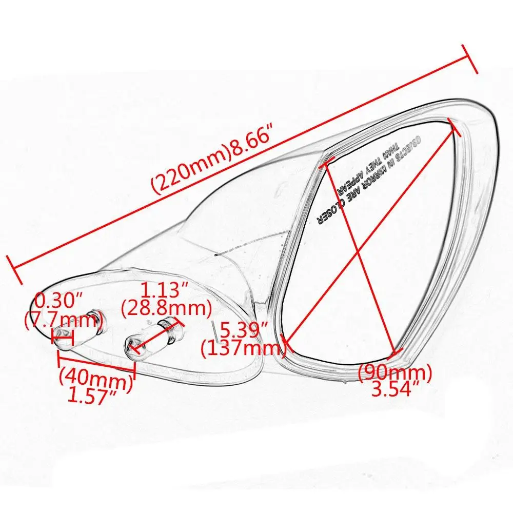 Motorboat Left Rearview Side Mirror Fits For Yamaha WaveRunner Mirror 2005 2006 2007 2008 2009 VX 110 Deluxe/Cruiser