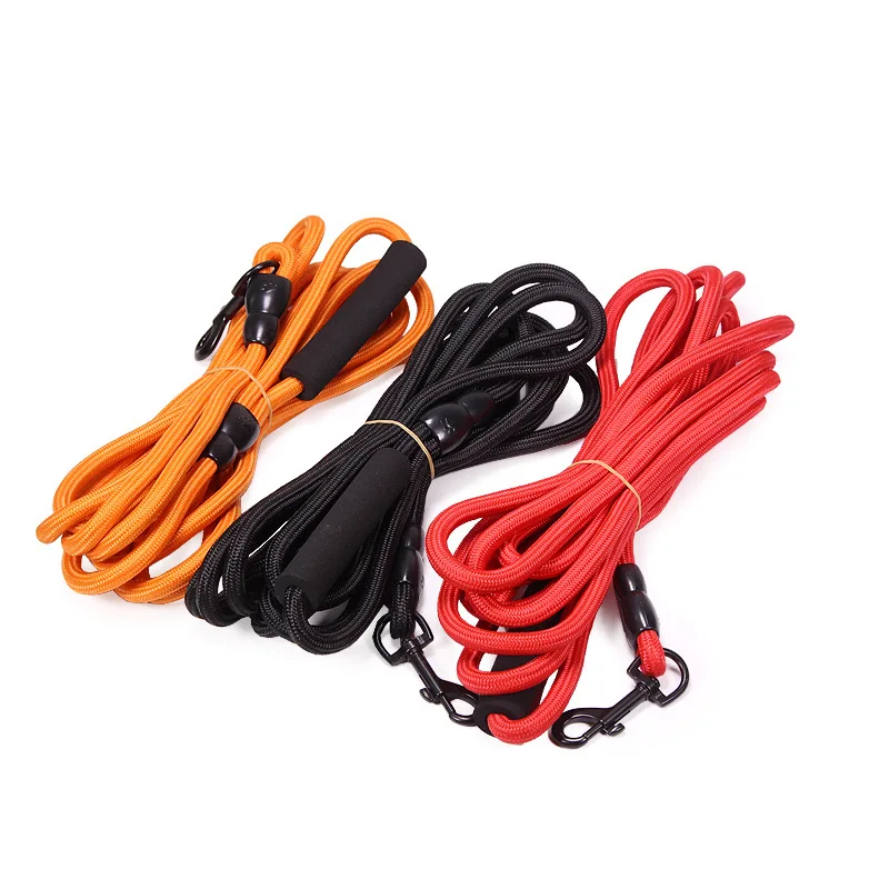 

2m 3m 5m 10m soft padded handle long rope leash for dog training, Red, orange, black, light blue