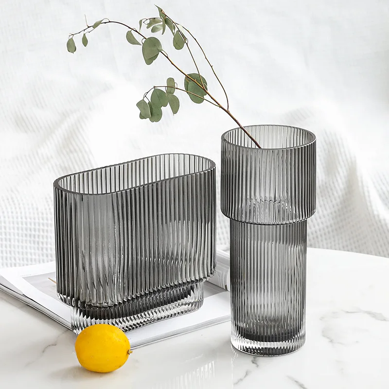 

Nordic Style Ripple Glass & Crystal Vases Large Grey Clear Vase