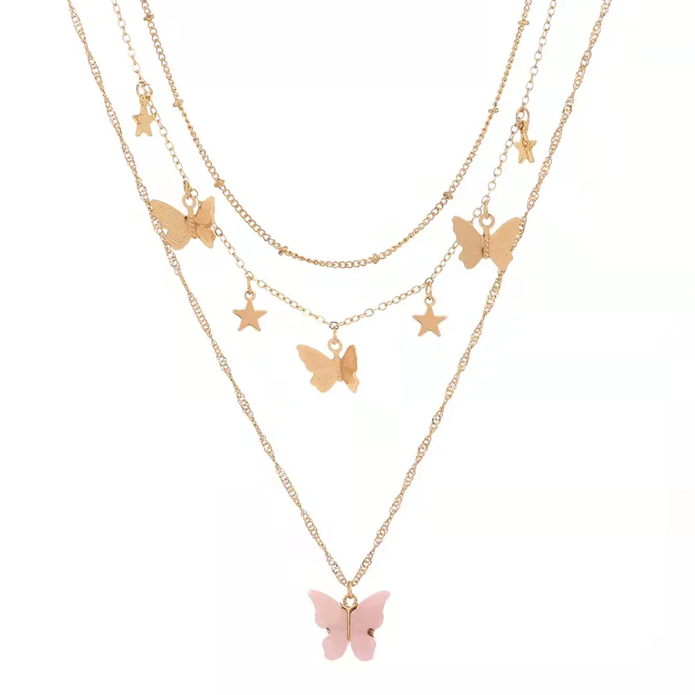 

Trend ins butterfly tassel multilayer necklace women, Picture shown