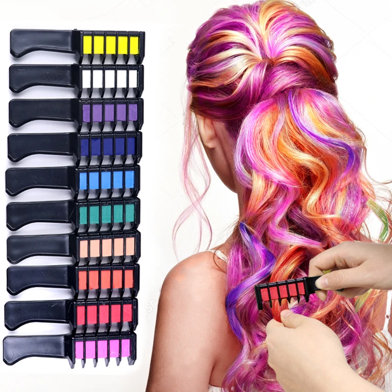 

Washable Hair color Dye pastel diy Temporary Hair Chalk Comb for kids, 9 colors