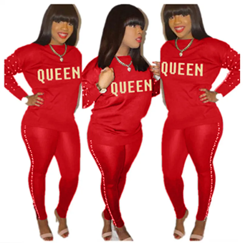 H856 sports 2 piece set Long sleeve monogram print Tracksuit Sweatsuit two piece set women clothing