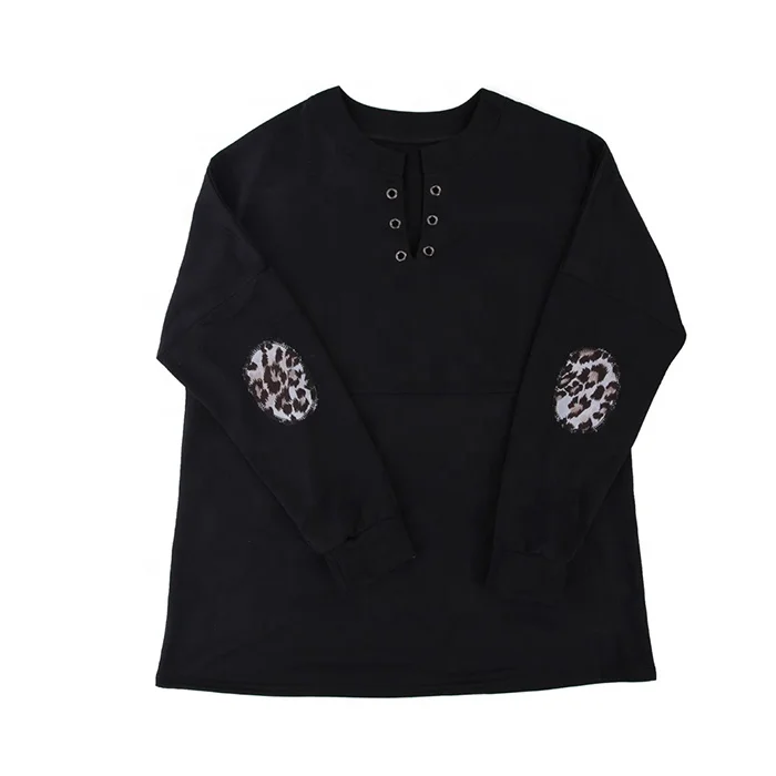 

Free Shipping Trendy Long Sleeve Women Tops Women Leopard Patchwork Sweatshirt