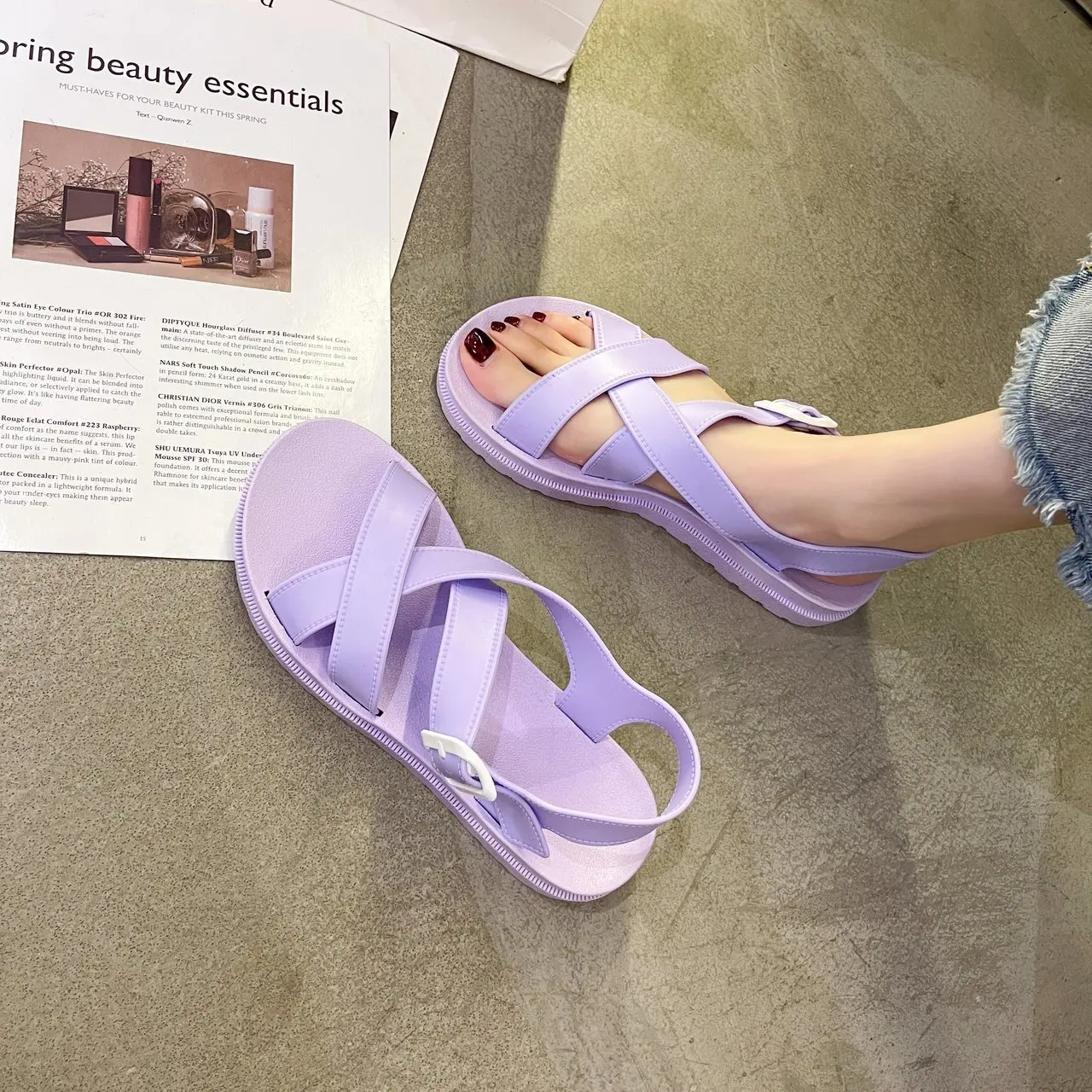 

Custom low MOQ ladies pvc sandals shopify wholesale OEM open toe low heel buckle sandals, As per customers' requirements