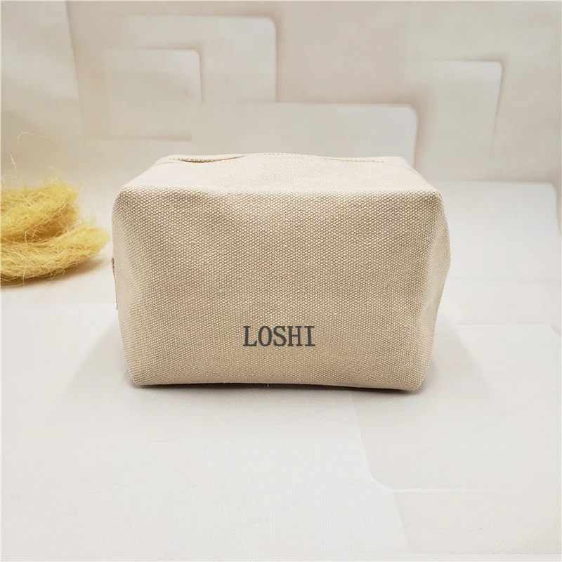

Fashion design organizer Natural Jute Cotton makeup Bag Custom Printing Logo Linen Toiletry Women Cosmetic Bag With Zipper, Customized