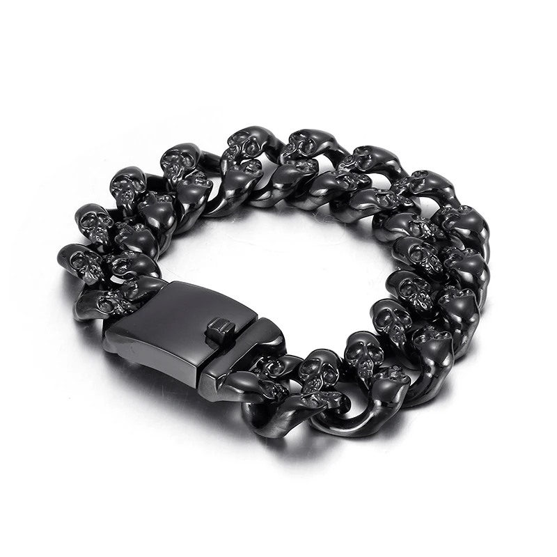 KALEN Punk Fine Fashion Jewelry Bracelets Stainless Steel Men Skull Links Bracelets Bangle