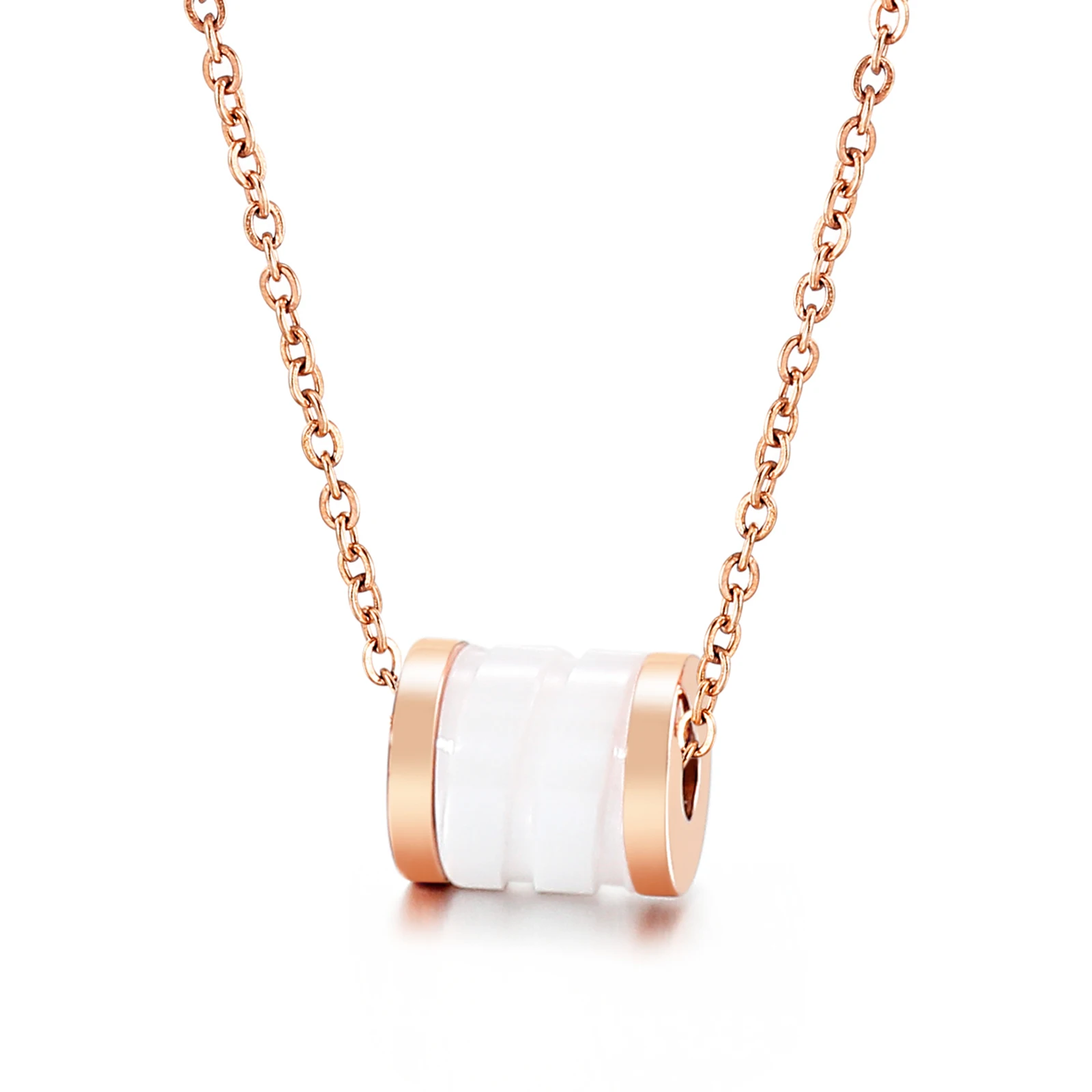 

Simple clavicle chain temperament ceramics hollow female stainless steel necklace, Silver/gold/rose gold