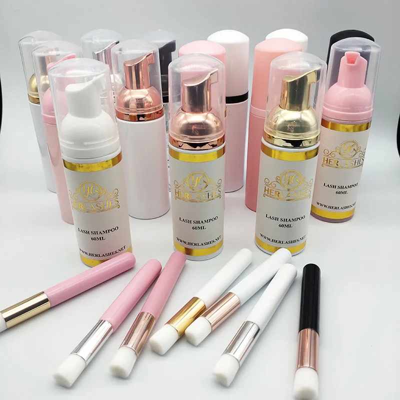 

Small Case Lash Shampoo Bottle Rich Cleaning Foam Lash Shampoo With Brush