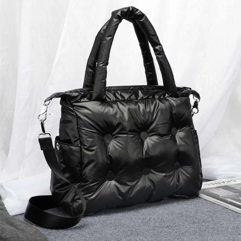 

New Winter Space Bale Designer Handbag Woman Casual Bags Down Feather Padded Lady Shoulder Bag Bolsas Women Purse and Handbags