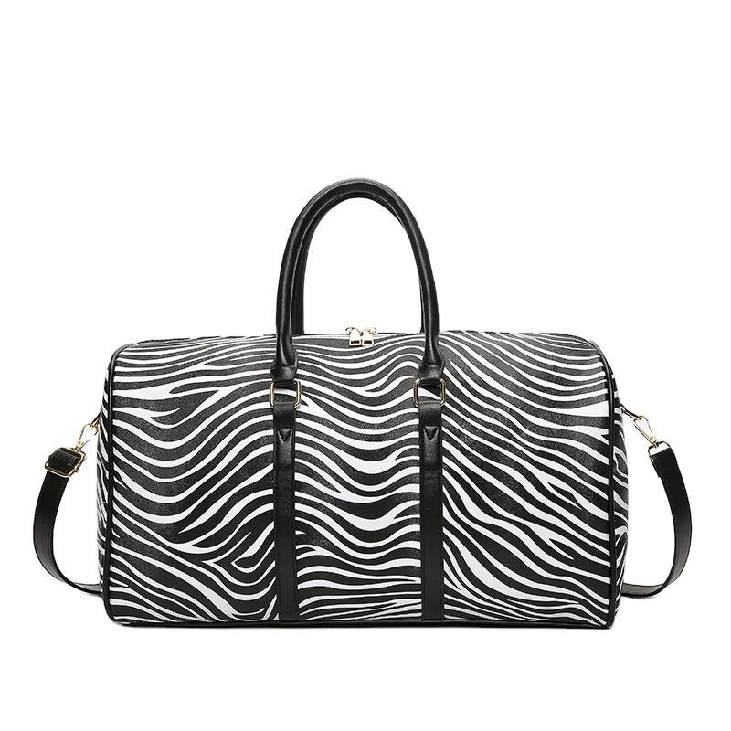 

Fashion bag strips print waterproof bag for ladies Zebra gym bag for women