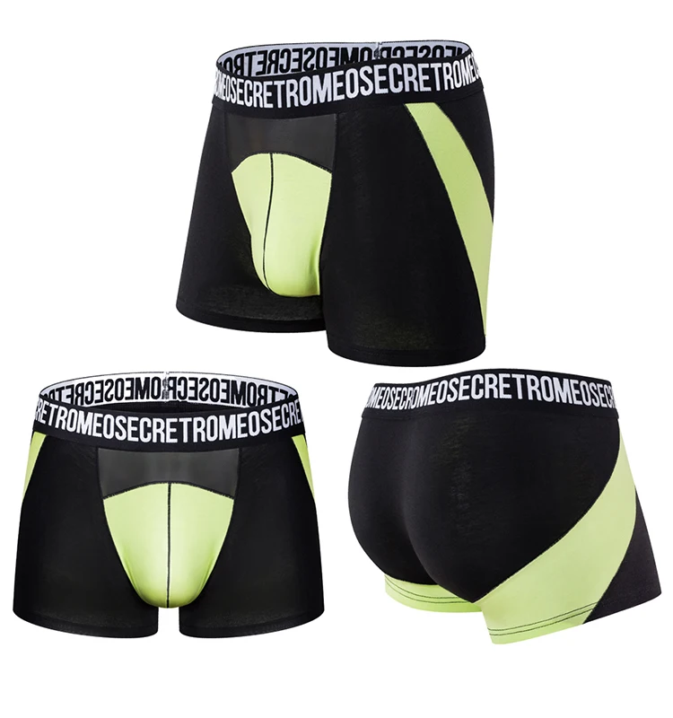 Secret Romeo Mens Mesh Underwear Boxer Sexy Male Gay Underpants Cotton ...