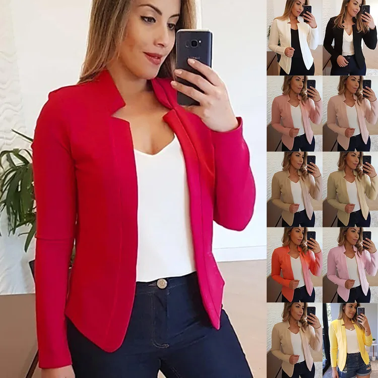 

2022 New Arrivals Spring summer Woman office Jacket 5xl plus size Casual long sleeve solid Jackets office Jacket for Women, Customized color/as show