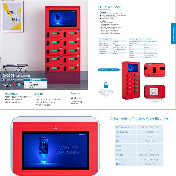 Video Screen Multipurpose and Cell Phone Included All  Device Charging Locker