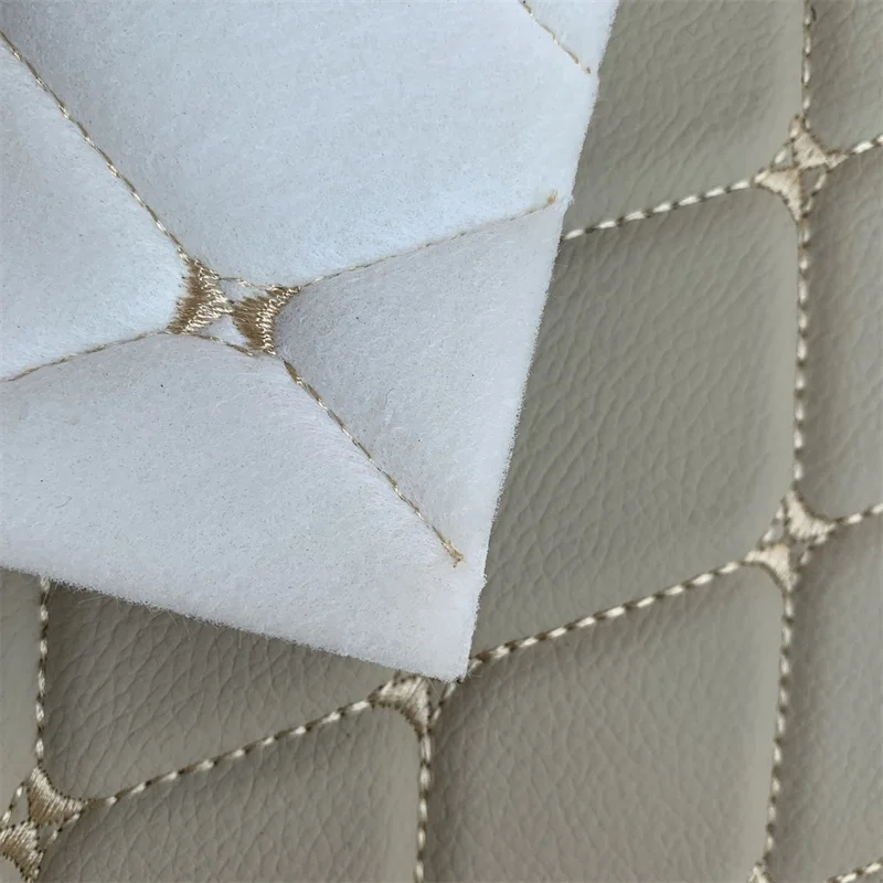 
150CM Embroidery Quilted Diamond Stitching Leather 4.0MM polyurethane Foam For Car Seat Cover PVC Synthetic Leather 