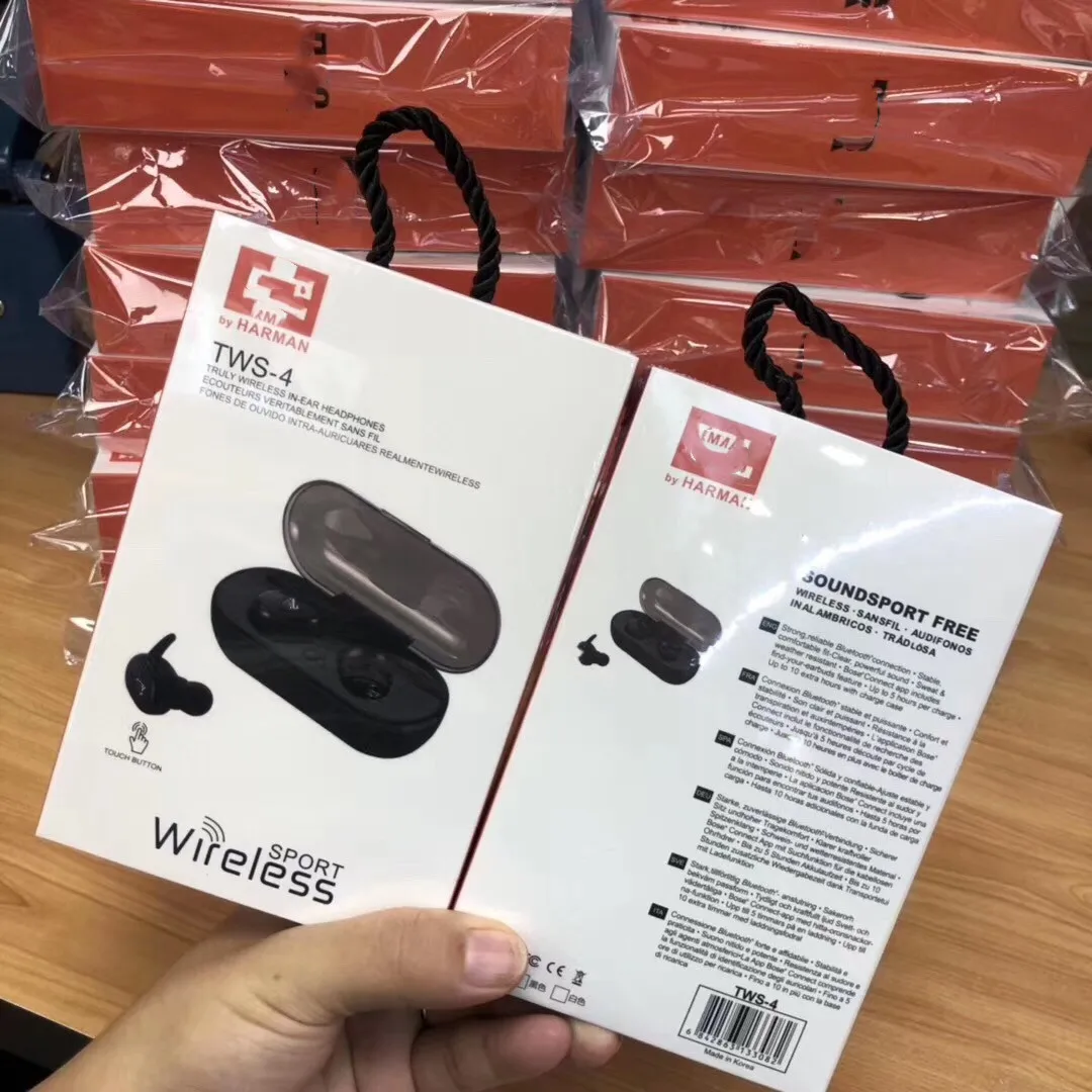 Cross-border customized new TWS4 Bluetooth Headphone 5.0 Touch Motion Biaural Belt Charging Warehouse TWS Headset TWS - ANKUX.COM