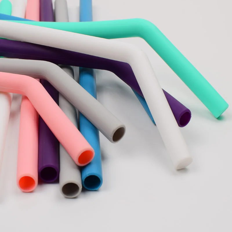 

Amazon Popular Colors For 6pcs Bents 6pcs Straights Sets Reusable Food Grade Drinking Straw Silicon Boba Straw Split, Picture colors or according to your pantone color