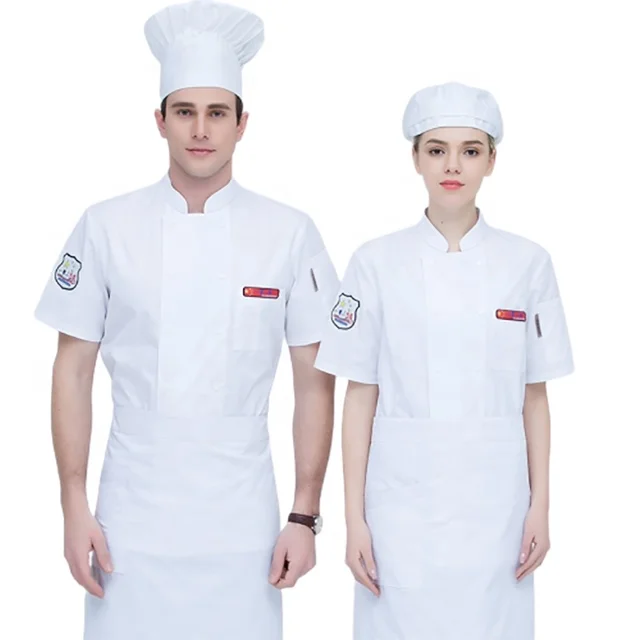 

SunYue Chef Clothes Cool Breathable Bakery Dessert Women Men Summer Coat Cook Kitchen Hotel Restaurant Work Uniform, White