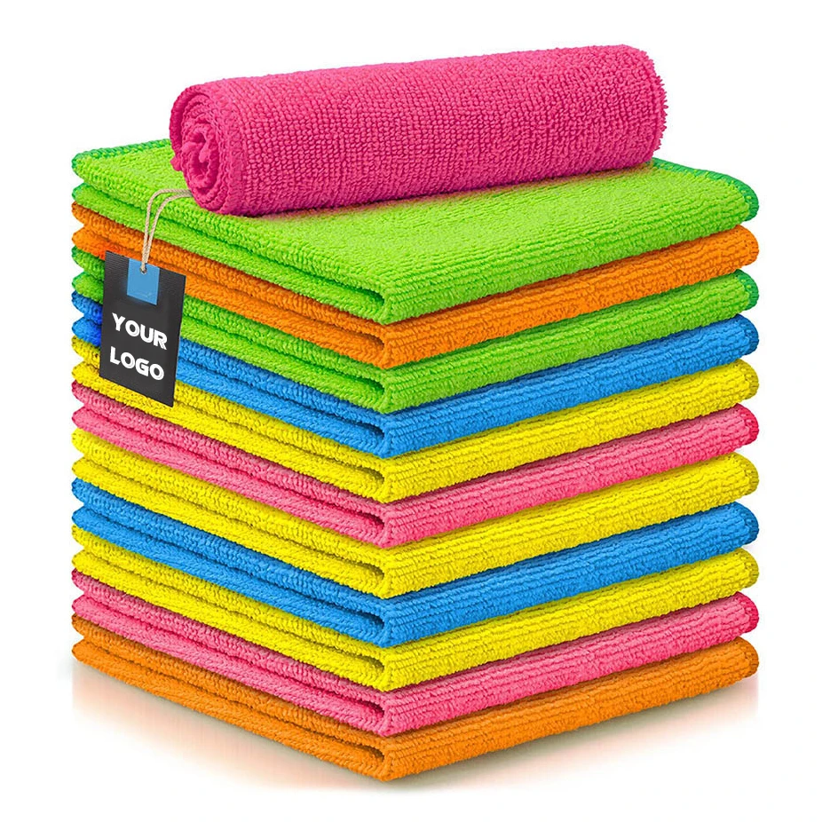 

Wholesale korean thick automotive microfiber tablecloth cleaning terry towels car wash dish cloth, Blue yellow orange green and customized