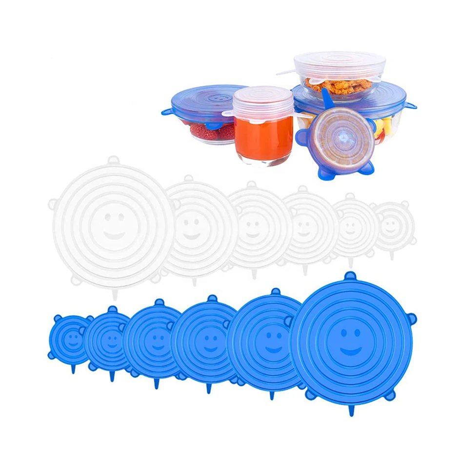 

6PCS Round Shape Food Grade Reusable Silicone Covers for Bowl