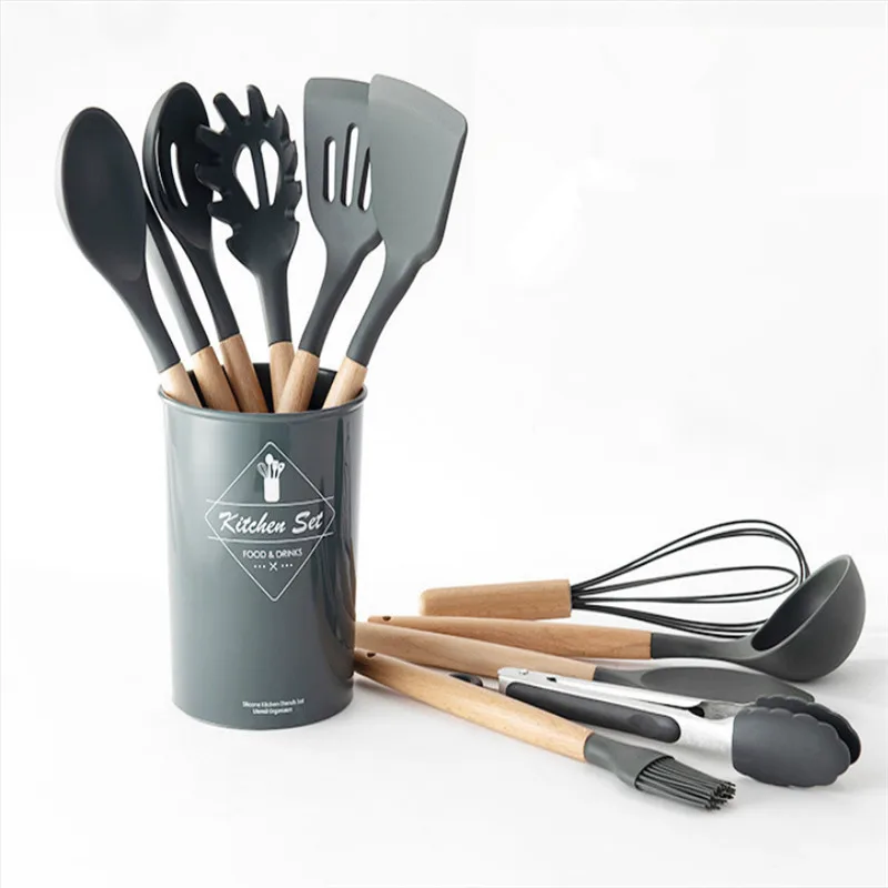 

CHRT Cooking Tools 11pcs Spatula Silicone Kitchen Utensil Set with Wooden Handle