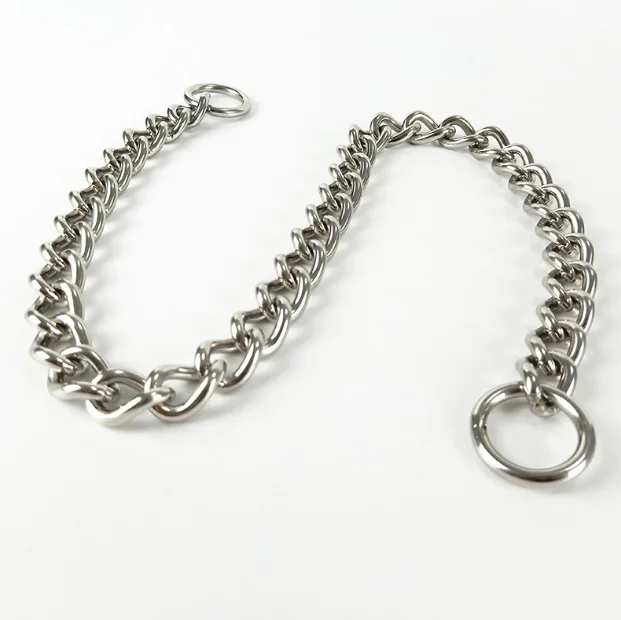 

Manufacturer direct selling stainless steel double ring collar pet chains collar, Sliver