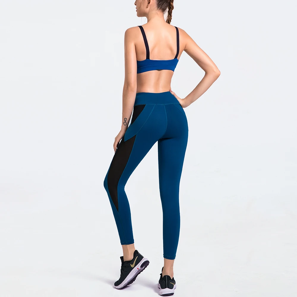 

High Waist Seamless Yoga Sweat Suit Sportswear Sports Shirts Bra Crop Long Top Leggings Pants Gym Fitness Tracksuit Workout Set, Black, blue, purple